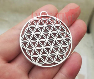 5pcs Antique Silver Plated Geometry Pendants Life Of Flower Charms