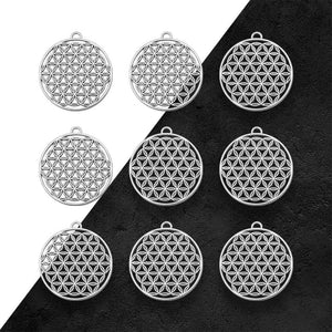 5pcs Antique Silver Plated Geometry Pendants Life Of Flower Charms