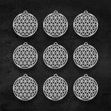 5pcs Antique Silver Plated Geometry Pendants Life Of Flower Charms