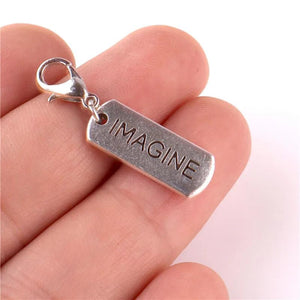 24pcs Geometric Letter Words Metal Charm Pendants for DIY Jewelry Making