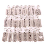 24pcs Geometric Letter Words Metal Charm Pendants for DIY Jewelry Making