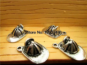 25pcs Fireman Helmet Charms Antique Silver DIY Supplies 19x15mm