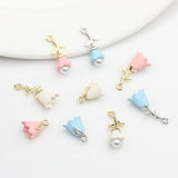 6pcs 3D Tulip Flowers Charms Pendant DIY Earrings Jewelry Making Accessories
