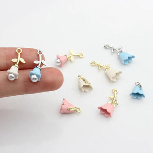 6pcs 3D Tulip Flowers Charms Pendant DIY Earrings Jewelry Making Accessories