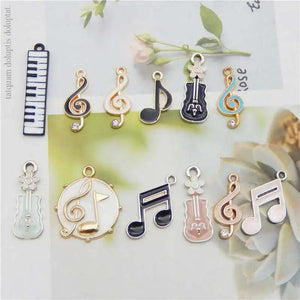 12PCS Enamel Charms Mixed Musical Instrument Alloy Pendant Jewelry Making