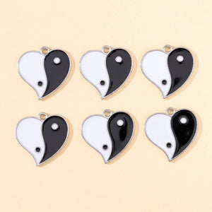 20Pcs Vintage Love Heart Taiji Alloy Charm Pendants DIY Jewelry Making