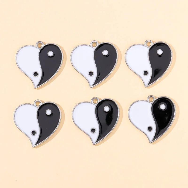 20Pcs Vintage Love Heart Taiji Alloy Charm Pendants DIY Jewelry Making