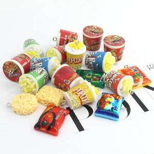 10pcs 3D Popcorn Instant Noodles Resin Food Charms DIY Accessory