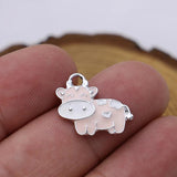 10PCS Pink Cow Charm Pendant Jewelry Making DIY Accessories