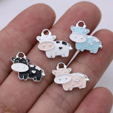 10PCS Pink Cow Charm Pendant Jewelry Making DIY Accessories