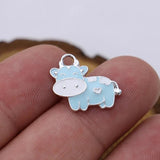 10PCS Pink Cow Charm Pendant Jewelry Making DIY Accessories