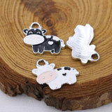 10PCS Pink Cow Charm Pendant Jewelry Making DIY Accessories