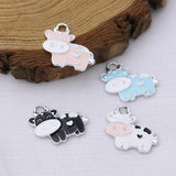 10PCS Pink Cow Charm Pendant Jewelry Making DIY Accessories
