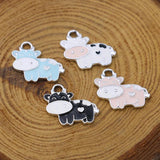 10PCS Pink Cow Charm Pendant Jewelry Making DIY Accessories