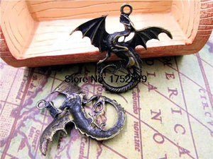 5pcs Antique Tibetan Bronze Huge Flying Dragons Charm Pendants