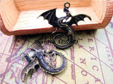 5pcs Antique Tibetan Bronze Huge Flying Dragons Charm Pendants