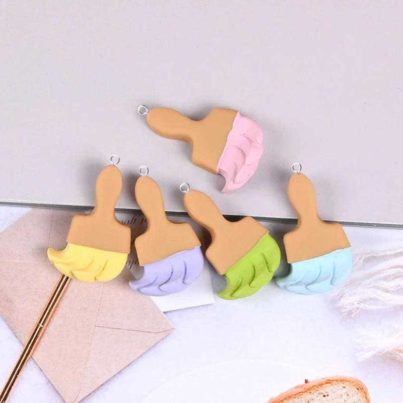10Pcs Paint Brush Resin Charms Mini Pendants DIY Accessories C125