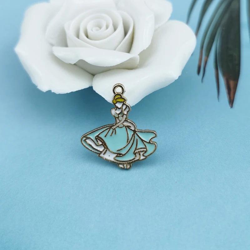 10pcs Enamel Princess Girl Prince Charms Earring Necklace Finding