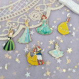 10pcs Enamel Princess Girl Prince Charms Earring Necklace Finding