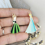 10pcs Enamel Princess Girl Prince Charms Earring Necklace Finding