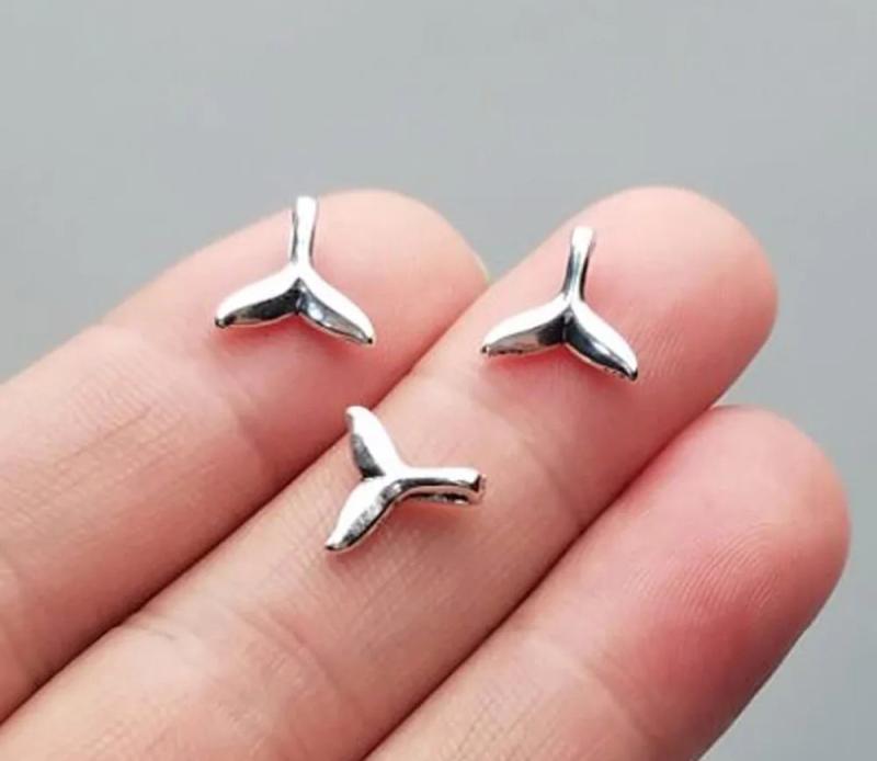 100pcs/Lot Whale Tail Pendants Antique Silver Plated Charms DIY Jewelry Making