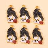 20Pcs/Lot Enamel Skull Snake Moon Sun Charms for Jewelry Making Halloween DIY