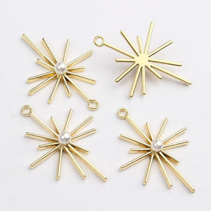 Zinc Alloy Octagonal Stars Charms 6pcs 31*42mm DIY Earring Making
