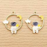 10pcs Enamel Spaceman Charm Astronaut Moon Earring Bracelet Diy Craft Supplies