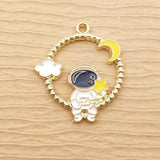 10pcs Enamel Spaceman Charm Astronaut Moon Earring Bracelet Diy Craft Supplies