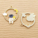 10pcs Enamel Spaceman Charm Astronaut Moon Earring Bracelet Diy Craft Supplies