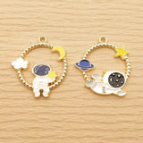 10pcs Enamel Spaceman Charm Astronaut Moon Earring Bracelet Diy Craft Supplies