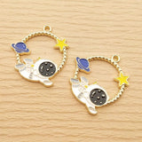 10pcs Enamel Spaceman Charm Astronaut Moon Earring Bracelet Diy Craft Supplies