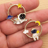 10pcs Enamel Spaceman Charm Astronaut Moon Earring Bracelet Diy Craft Supplies