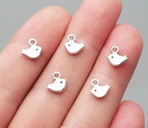 150pcs Antique Silver Bird Charms Pendants 8x7mm DIY Jewelry Making Bulk