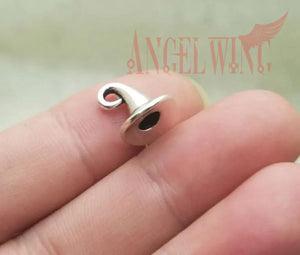 30pcs/lot Antique Silver Halloween Wizard Pendants 3D Witch's Hat Charms