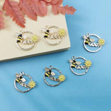 10PCS Alloy Enamel Bee Charms Daisy Flower Animal Round Pendants