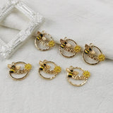 10PCS Alloy Enamel Bee Charms Daisy Flower Animal Round Pendants