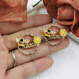 10PCS Alloy Enamel Bee Charms Daisy Flower Animal Round Pendants