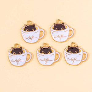 20Pcs Animal Teacup Cat Rabbit Enamel Charms for DIY Jewelry Making