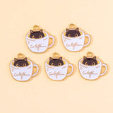 20Pcs Animal Teacup Cat Rabbit Enamel Charms for DIY Jewelry Making