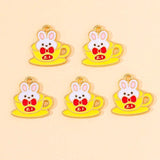 20Pcs Animal Teacup Cat Rabbit Enamel Charms for DIY Jewelry Making