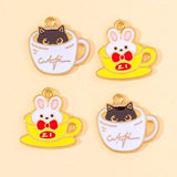 20Pcs Animal Teacup Cat Rabbit Enamel Charms for DIY Jewelry Making