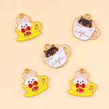 20Pcs Animal Teacup Cat Rabbit Enamel Charms for DIY Jewelry Making