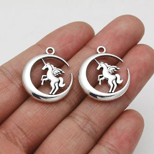 12pcs Moon Fairy Charms Unicorn Pendants DIY Jewelry Making Supplies