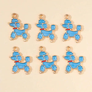 20Pcs Cartoon Poodle Dog Pendants for Jewelry Making