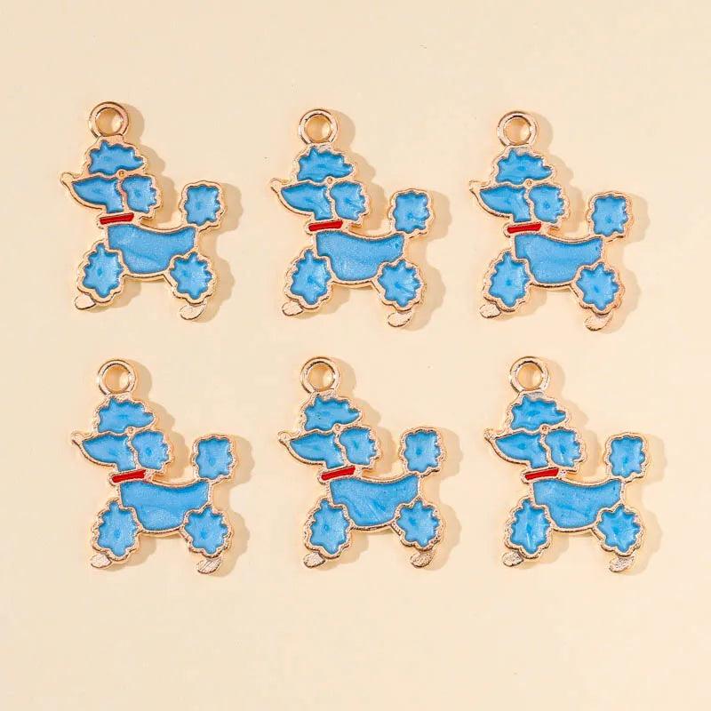 20Pcs Cartoon Poodle Dog Pendants for Jewelry Making