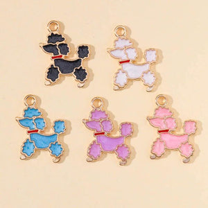 20Pcs Cartoon Poodle Dog Pendants for Jewelry Making