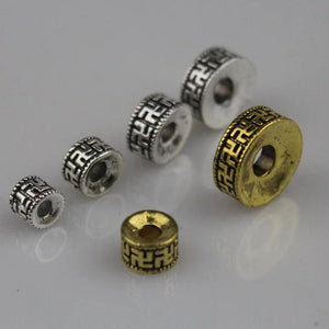 20pcs Tibetan Silver/Gold Spacer Beads 6 8 10 12mm Buddha Prayer Wheel DIY