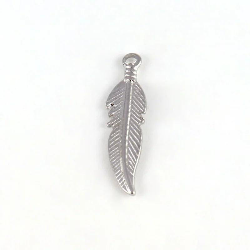 5pcs Stainless Steel Angel Wings Feather Pendant DIY Jewelry Accessories