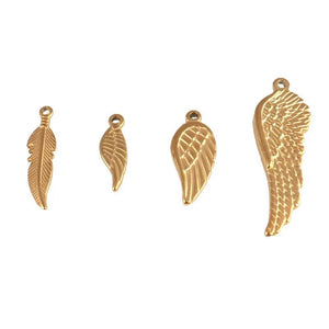 5pcs Stainless Steel Angel Wings Feather Pendant DIY Jewelry Accessories